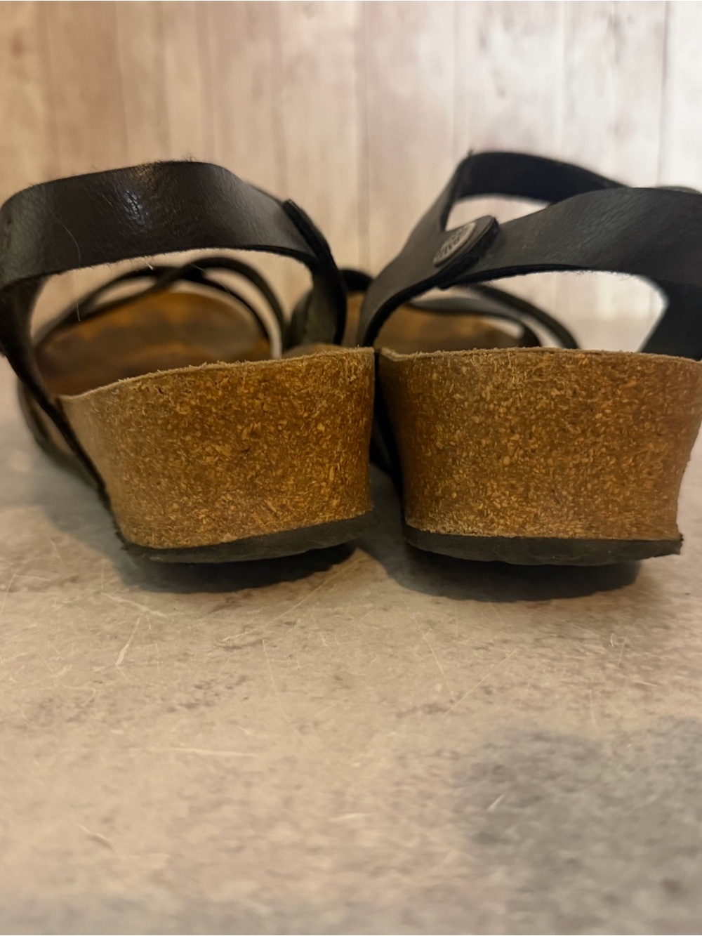 Papillio by Birkenstock Alyssa Low-Wedge Black Leather Ankle-Strap Sandals 8 - Picture 4 of 6